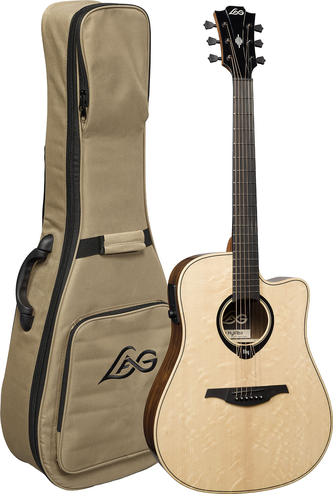 Lag Hv30dce Hyvibe H2 Dreadnought Epicea Bokote Bkbr - Natural - Folk guitar - Variation 5