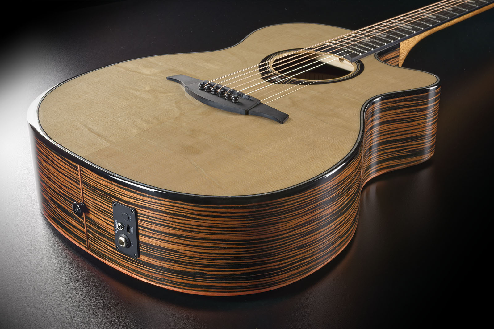 Lag Hv50ace Hyvibe H2 Auditoruium Cw Epicea Bokote Bkbr - Natural - Folk guitar - Variation 2