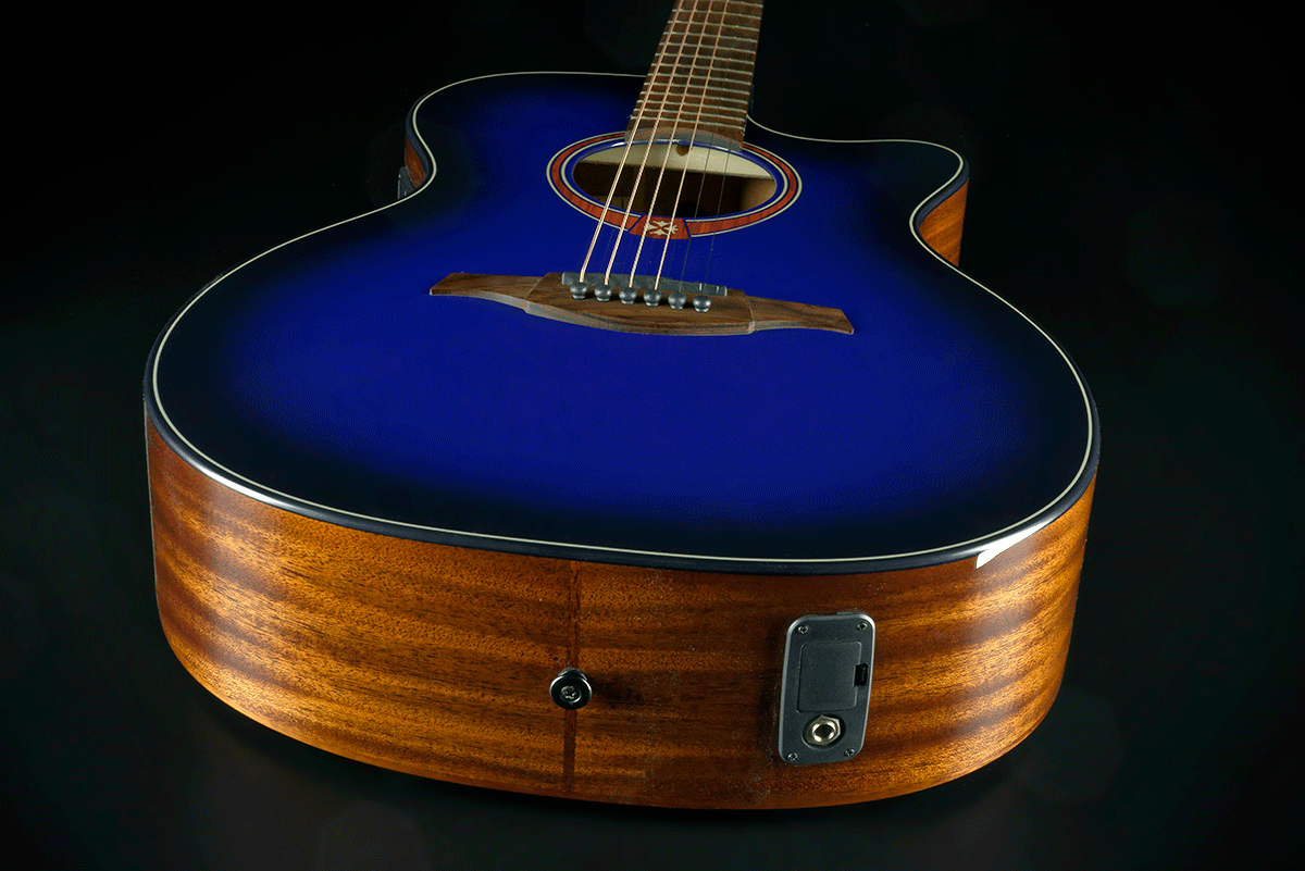 Lag T-blue Ace Ltd Auditorium Cw Cedre Khaya Brbw - Blue Burst - Folk guitar - Variation 3