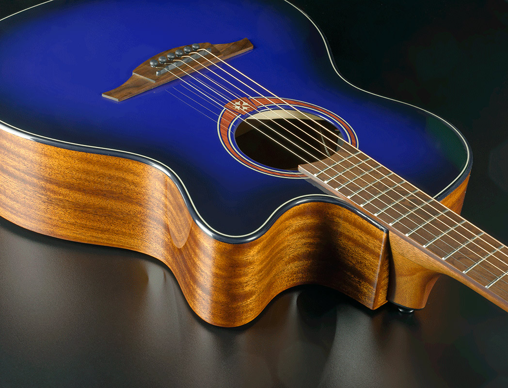 Lag T-blue-dce Tramontane Dreadnought Cw Cedre Acajou Bkbr - Blue Burst - Electro acoustic guitar - Variation 3