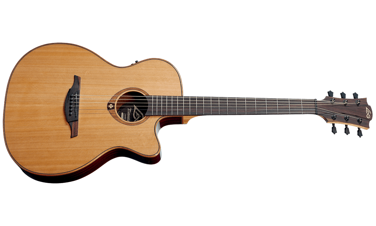 Lag T100asce Tramontane Auditorium Slim Cw Cedre Acajou Rw - Naturel Brillant - Acoustic guitar & electro - Variation 1