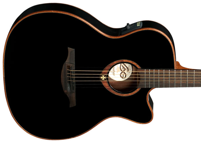 Lag T100asce Tramontane Auditorium Slim Cw Cedre Acajou Rw - Black - Acoustic guitar & electro - Variation 2