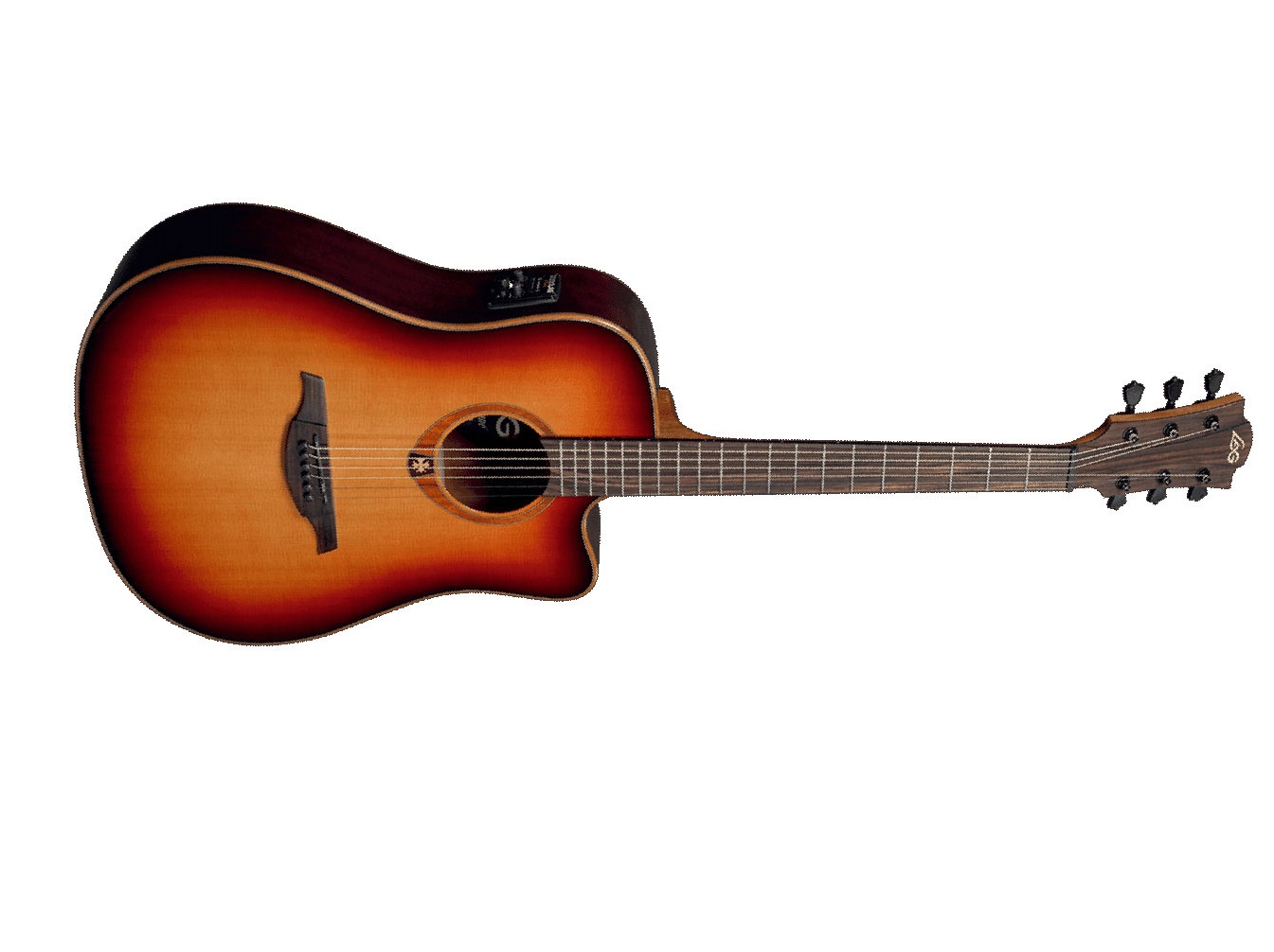 Lag T100dce Tramontane Dreadnought Cw Cedre Sapele - Brown Sunburst - Electro acoustic guitar - Variation 1