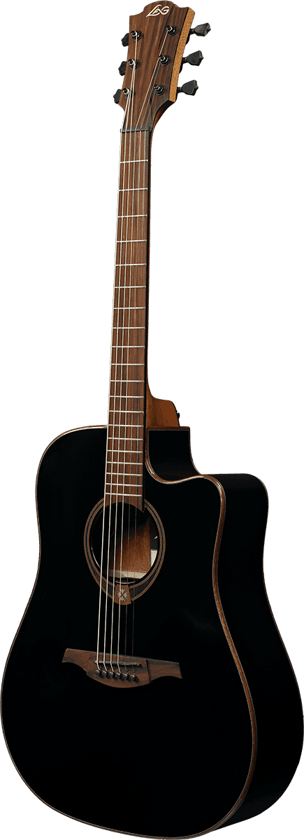 Lag T118dce Tramontane Dreadnought Cw Electro Cedre Khaya - Black - Electro acoustic guitar - Variation 1