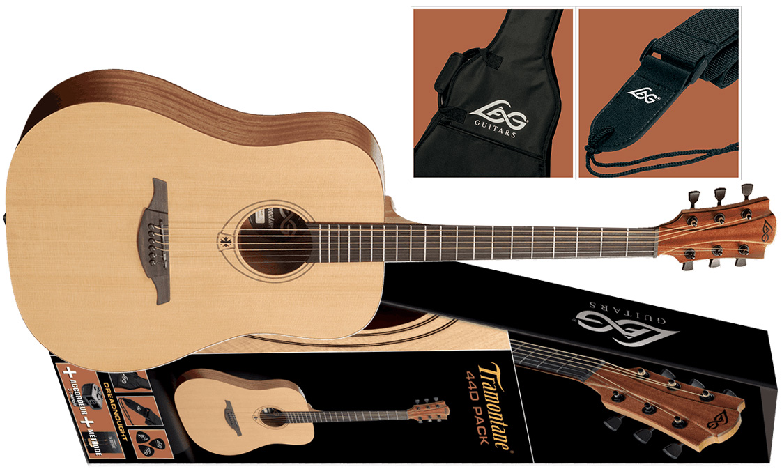 Lag T44d-pack Tramontane Dreadnought Epicea Acajou - Naturel Satin - Acoustic guitar set - Variation 2