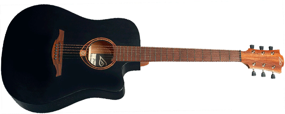 Lag T70dce Tramontane Dreadnought Cw Epicea Sapele Bro - Noir Satin - Electro acoustic guitar - Variation 1