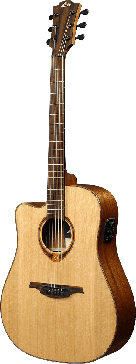 Lag Tl118dce Tramontane Lh Gaucher Dreadnought Cw Cedre Khaya Bro - Naturel - Electro acoustic guitar - Variation 1