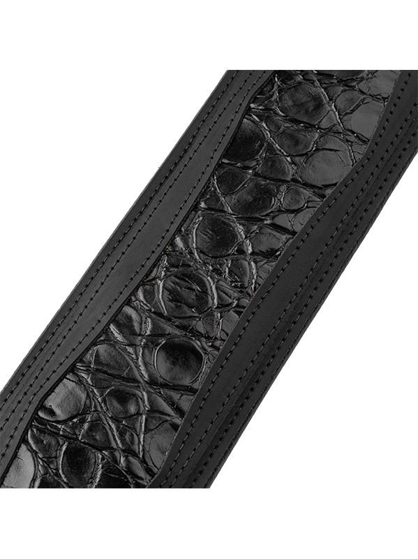 Levy's Apex - Cuir Crazy Horse RembourrÉ, Motif Croco, 7,6 Cm - Black - Guitar strap - Variation 1