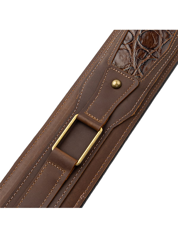 Levy's Apex - Cuir Crazy Horse Rembourre, Motif Croco, 7,6 Cm - Brown - Guitar strap - Variation 1