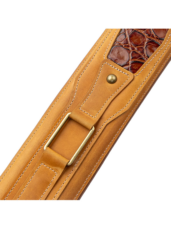 Levy's Apex - Cuir Crazy Horse Rembourre, Motif Croco, 7,6 Cm - Tan - Guitar strap - Variation 1