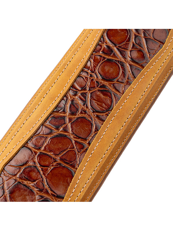 Levy's Apex - Cuir Crazy Horse Rembourre, Motif Croco, 7,6 Cm - Tan - Guitar strap - Variation 2