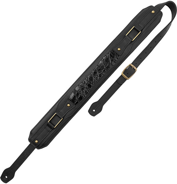 Levy's Apex - Cuir Crazy Horse RembourrÉ, Motif Croco, 7,6 Cm - Black - Guitar strap - Main picture