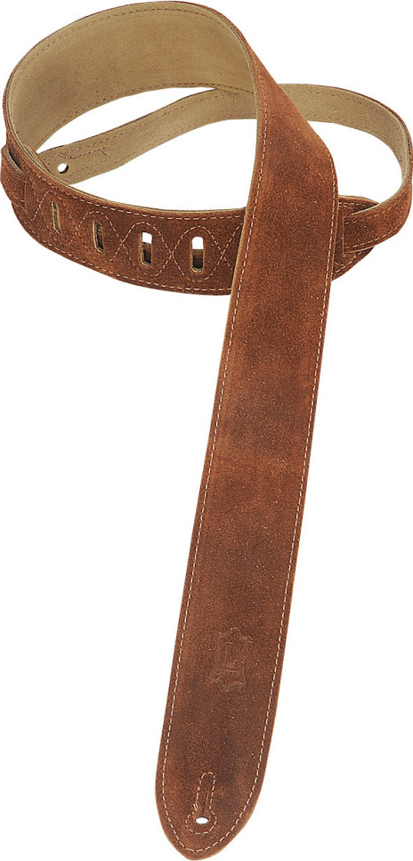 Levy's Basic Suede Leather Ms12 5cm Regular Brown - Guitar strap - Main picture