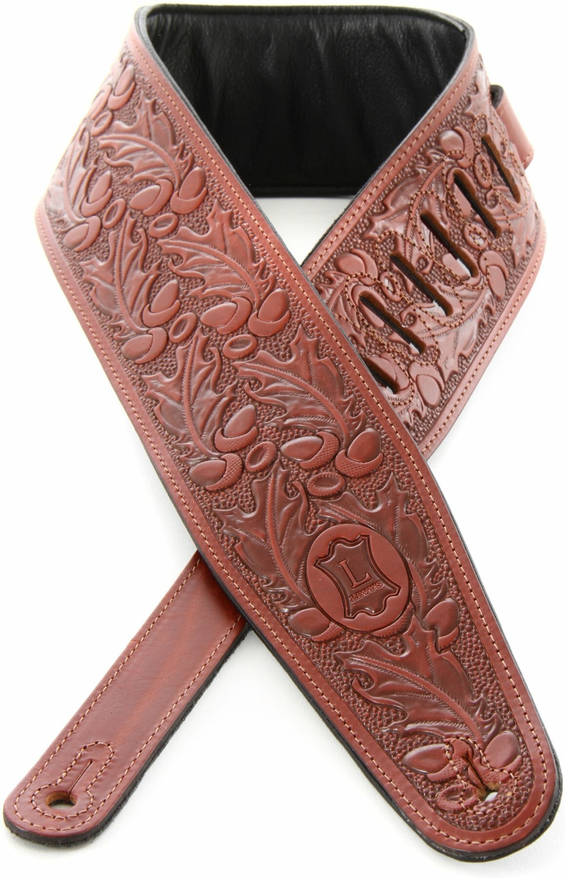 Levy's Classic Tooled Leather Pm44t01 3inc Regular Walnut - Guitar strap - Main picture