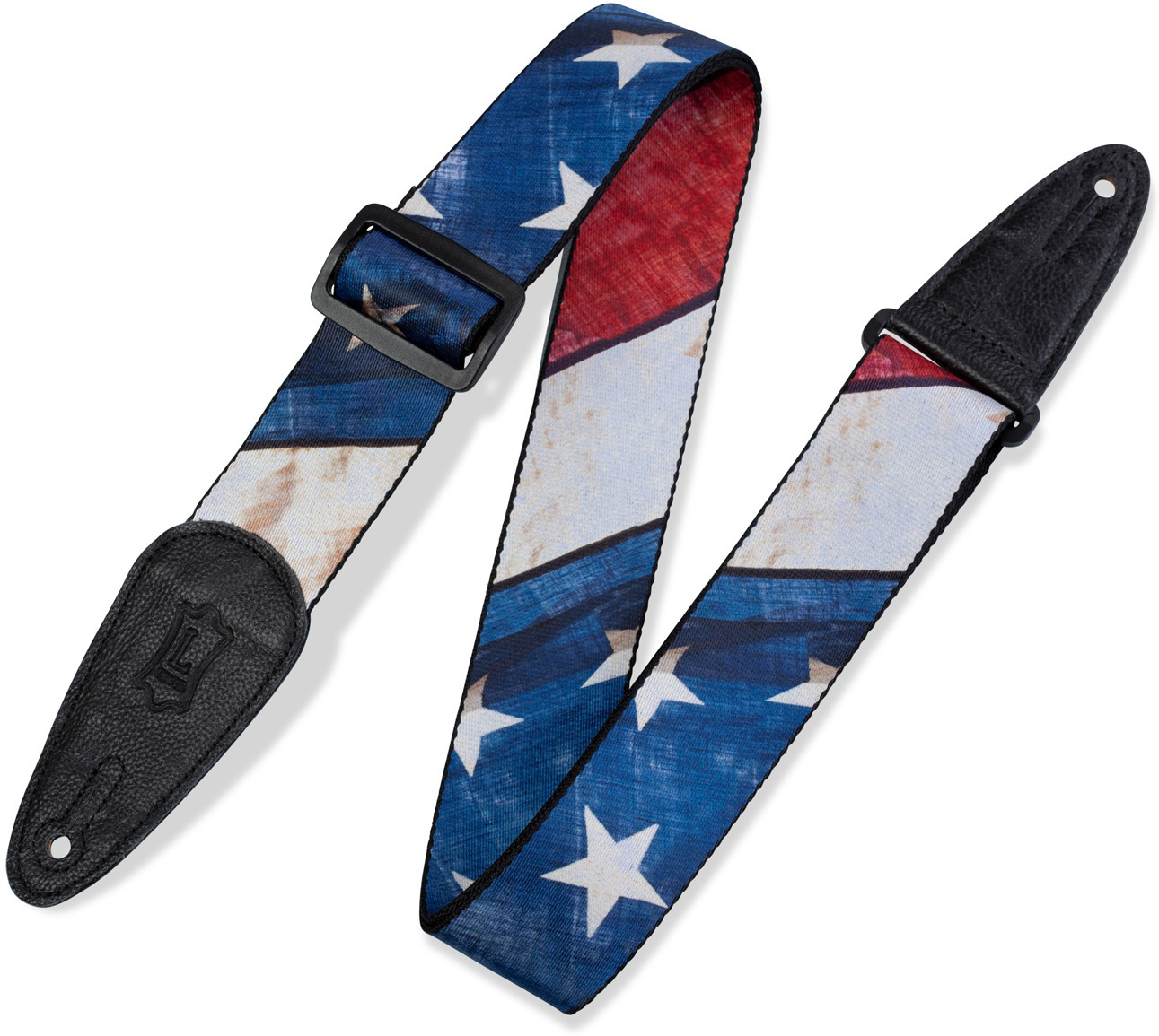 Levy's 5 Cm Polypropylene Avec Embout En Cuir Et Motif Drapeau Us - Guitar strap - Main picture