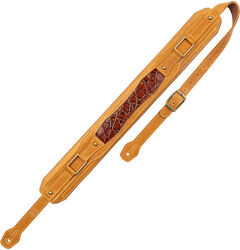 Guitar strap Levy's Apex - Crazy horse leather, alligator design, 7,6 cm - Tan