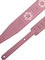 Guitar strap Levy's In Bloom - 6,35 cm premium leather with hand-riveted flowers - Primrose Pink