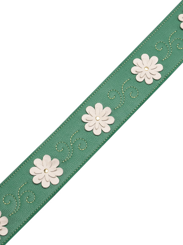 Levy's In Bloom - Courroie 6,35 Cm En Cuir Premium Et Fleurs Rivetees A La Main - Green - Guitar strap - Variation 2