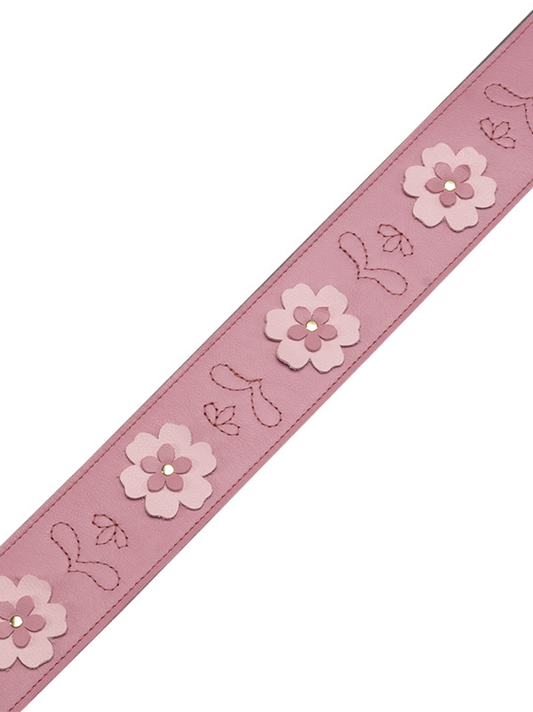 Levy's In Bloom - Courroie 6,35 Cm En Cuir Premium Et Fleurs Rivetees A La Main - Primrose Pink - Guitar strap - Variation 1