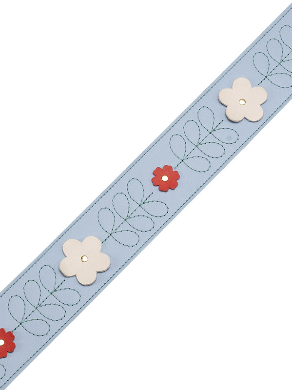 Levy's In Bloom - Courroie 6,35 Cm En Cuir Premium Et Fleurs Rivetees A La Main - Sky Blue - Guitar strap - Variation 2