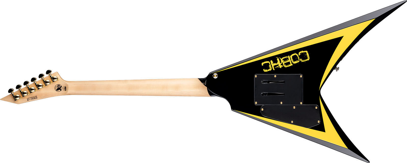 Ltd Alexi Laiho Alexi Arrowhead Se 20th Ann. Signature 1h Fr Eb - Black With Yellow Bevels - Metal electric guitar - Variation 1