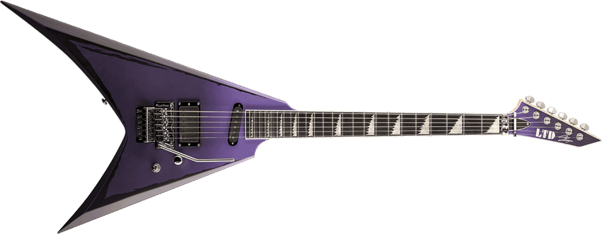 Ltd Alexi Laiho Ripped Signature Hs Fr Eb - Purple Fade Satin W/ Pinstripes - Metal electric guitar - Main picture