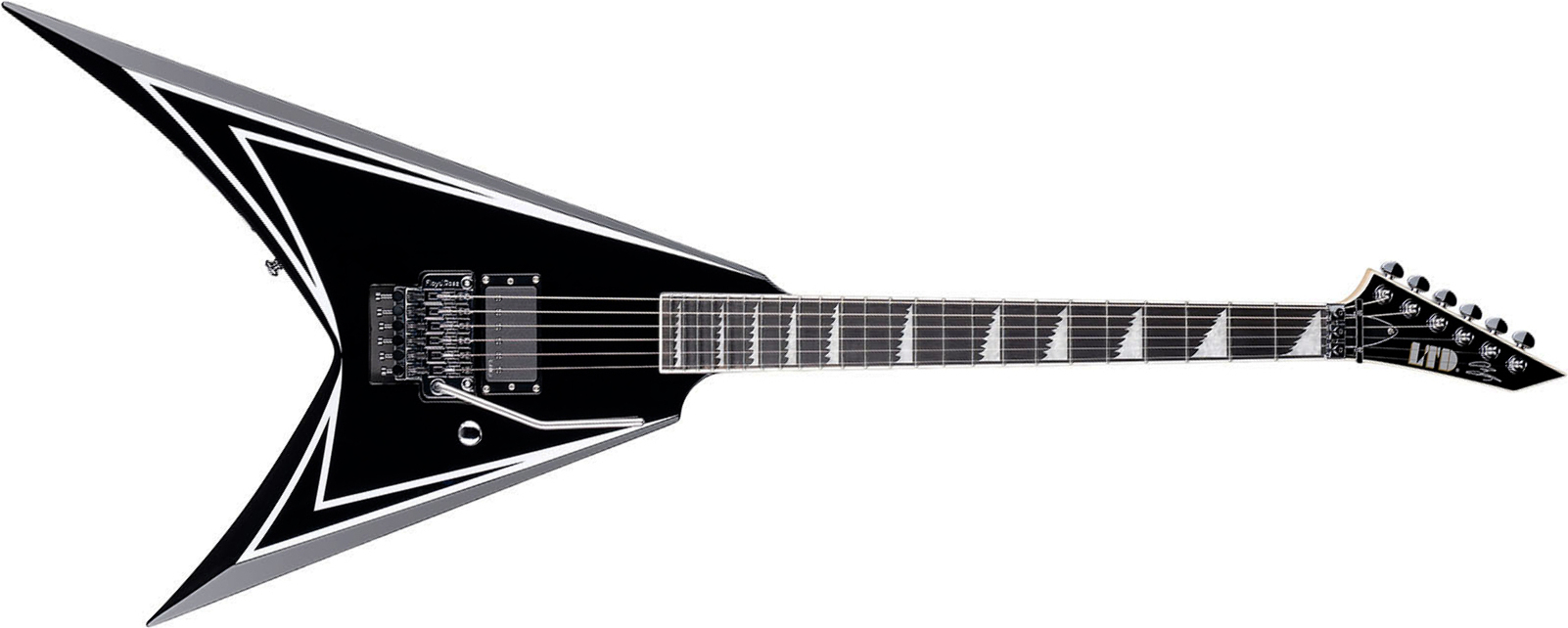 Ltd Alexi Laiho Sawtooth Se 20th Ann. Signature 1h Fr Eb - Black With White Bevels - Metal electric guitar - Main picture