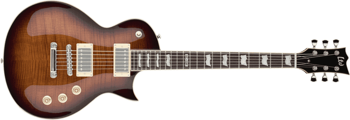 Ltd Ec-256fm Hh Ht Jat - Dark Brown Sunburst - Single cut electric guitar - Main picture