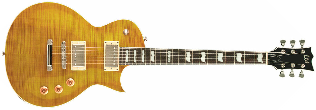 Ltd Ec-256fm Hh Ht Rw - Lemon Drop - Single cut electric guitar - Main picture