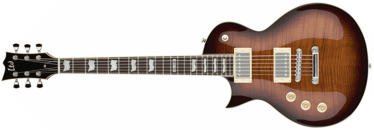 Ltd Ec-256fm Lh Gaucher Hh Ht Jat - Dark Brown Sunburst - Left-handed electric guitar - Main picture