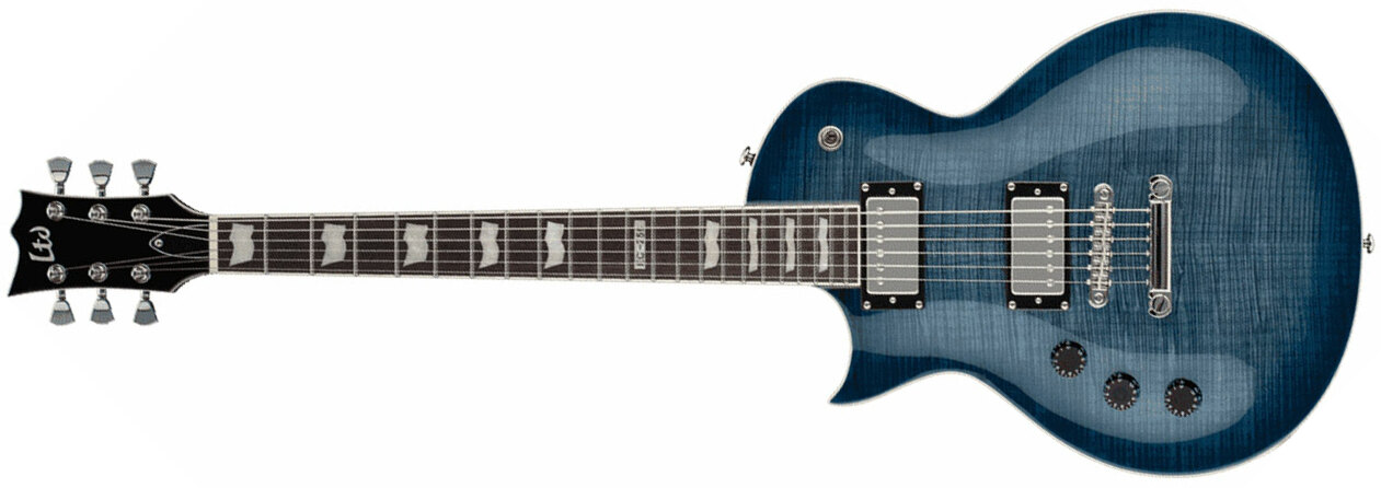 Ltd Ec-256fm Lh Gaucher Hh Ht Jat - Cobalt Blue - Left-handed electric guitar - Main picture