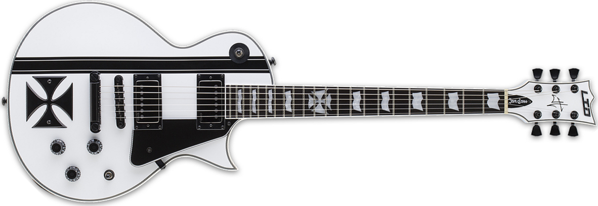 Ltd James Hetfield Iron Cross - Snow White W/ Black Stripes - Single cut electric guitar - Main picture