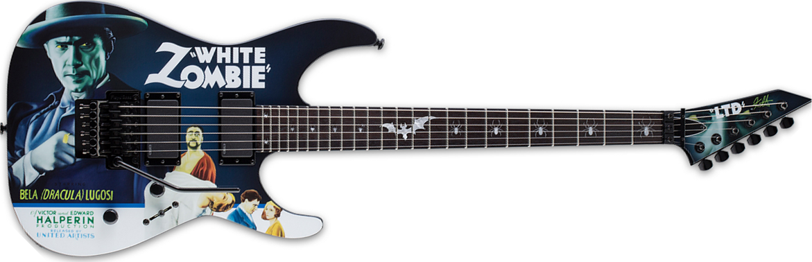Ltd Kirk Hammett Kh Wz - Black With White Zombie Graphic - Str shape electric guitar - Main picture