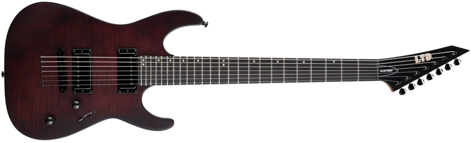 Ltd M-207 Baritone Dx 7-cordes Ht Hh Rw - Crimson Satin - Str shape electric guitar - Main picture
