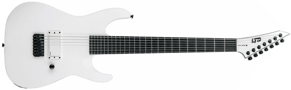 Ltd M-7ht Baritone Arctic Metal 7c H Emg Ht Eb - Snow White Satin - 7 string electric guitar - Main picture