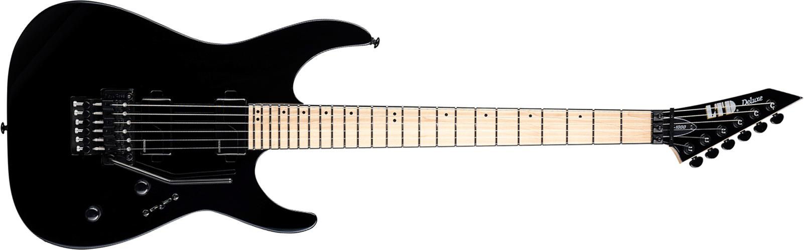 Ltd M1000 Maple 2h Fishman Fluence Modern Fr Mn - Black - Str shape electric guitar - Main picture