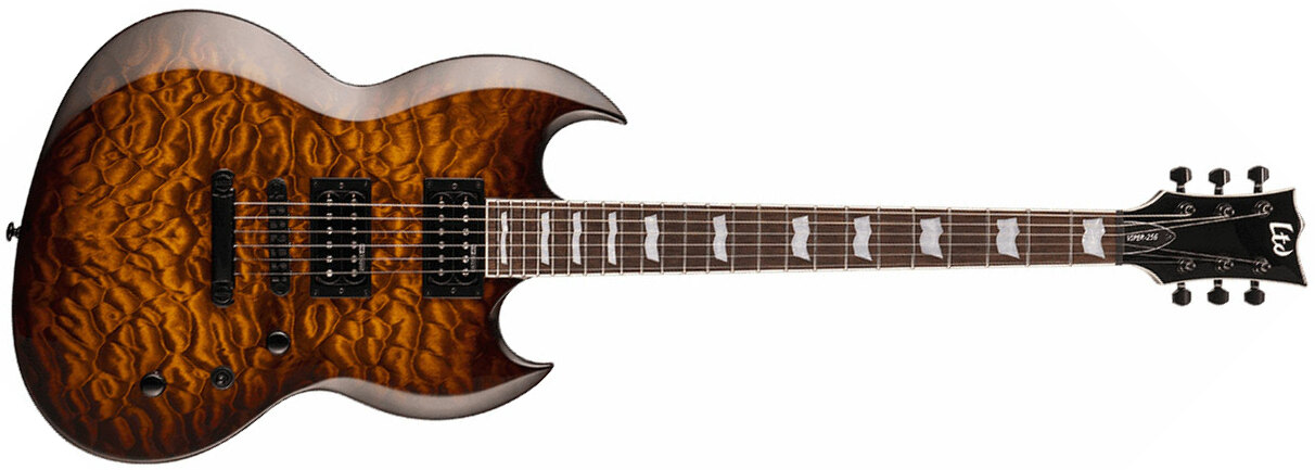 Ltd Viper-256 Hh Ht Jat - Dark Brown Sunburst - Double cut electric guitar - Main picture