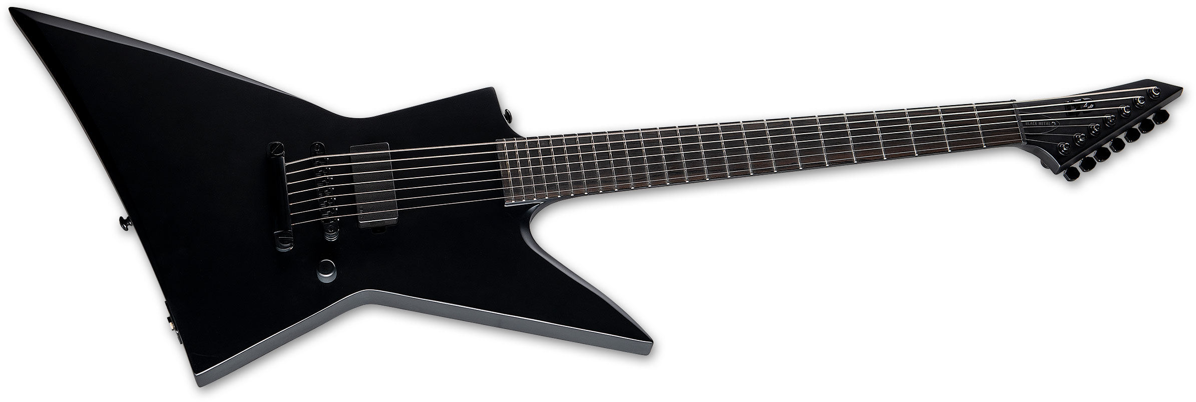 Ltd Ex-7 Baritone Black Metal 1h Emg Ht Eb - Black Satin - 7 string electric guitar - Variation 1