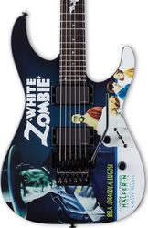 Str shape electric guitar Ltd Kirk Hammett KH-WZ - Black with white zombie graphic