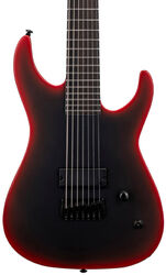 Str shape electric guitar Ltd M-7 Baritone Black Metal Series - Black Red Burst Satin