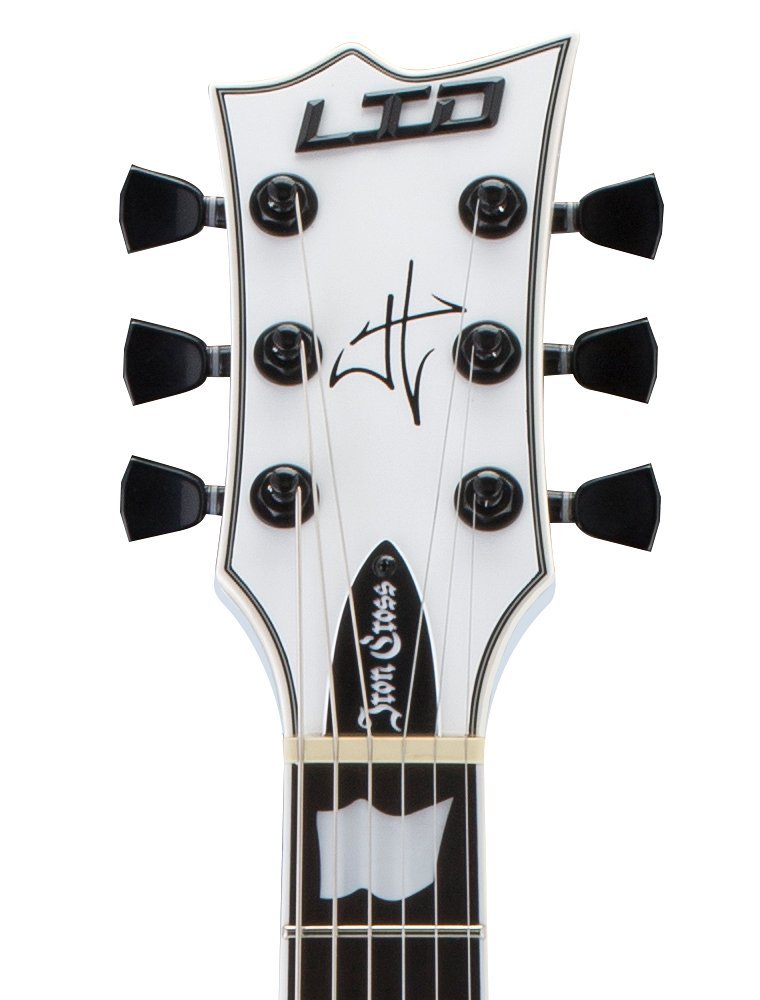 Ltd James Hetfield Iron Cross - Snow White W/ Black Stripes - Single cut electric guitar - Variation 4