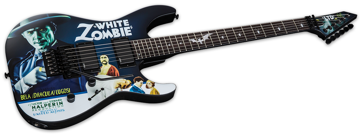 Ltd Kirk Hammett Kh Wz - Black With White Zombie Graphic - Str shape electric guitar - Variation 2