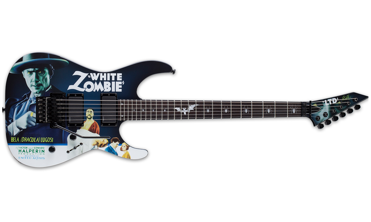 Ltd Kirk Hammett Kh Wz - Black With White Zombie Graphic - Str shape electric guitar - Variation 1