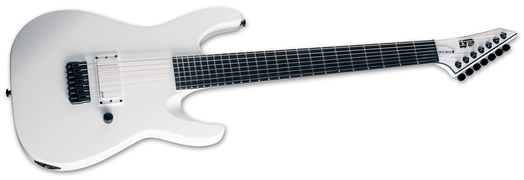 Ltd M-7ht Baritone Arctic Metal 7c H Emg Ht Eb - Snow White Satin - 7 string electric guitar - Variation 1