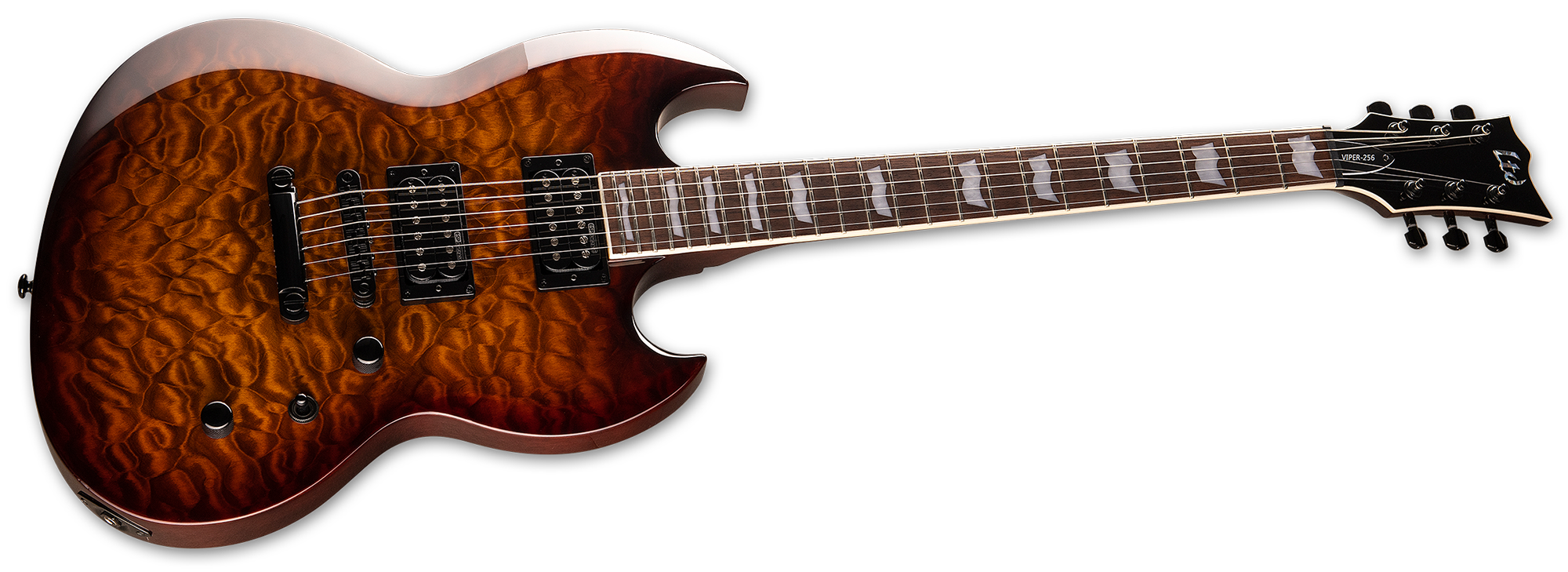 Ltd Viper-256 Hh Ht Jat - Dark Brown Sunburst - Double cut electric guitar - Variation 1