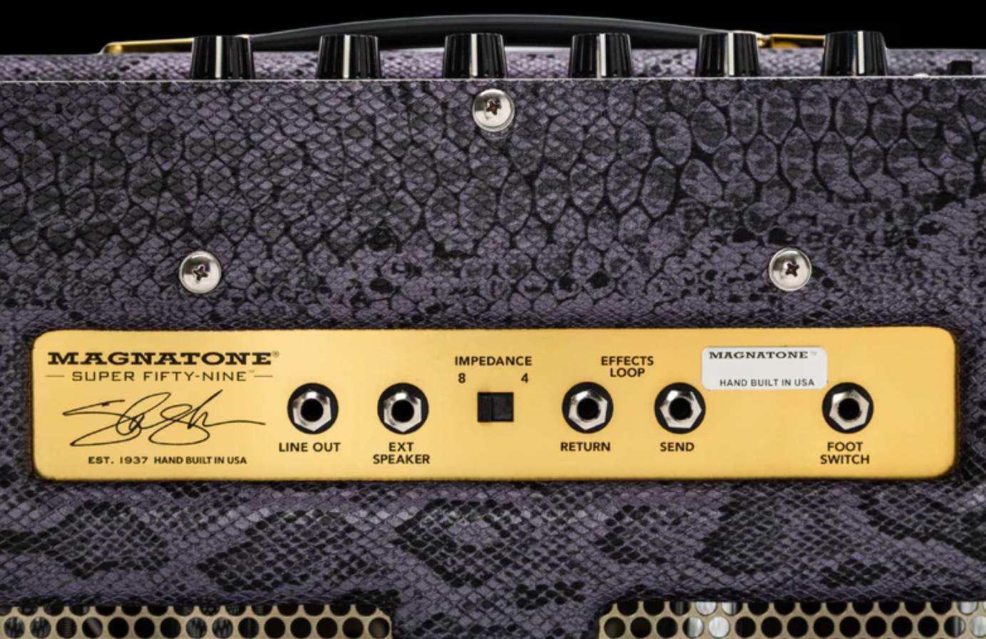 Magnatone Slash Super Fifty-nine M80 212 Combo Signature 45w El84 2x12 Purple Python - Electric guitar combo amp - Variation 2