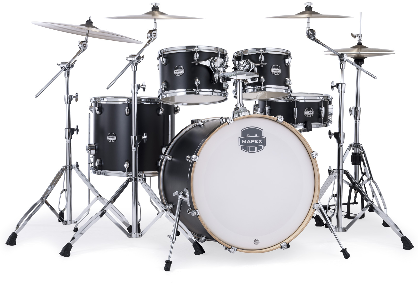 Mapex Mars Maple 22'' / 5f - 5 FÛts - Matte Black - Rock drum kit - Main picture