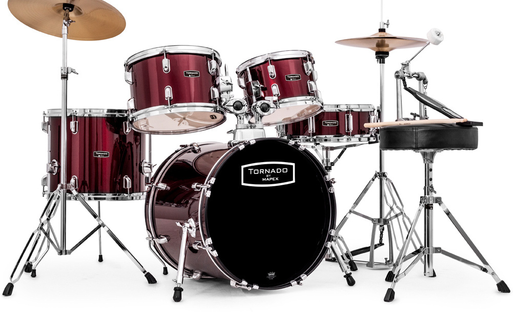 Mapex Tnd5844ft Tornado Jazz 18 - 5 FÛts - Wine Red - Jazz drum kit - Main picture