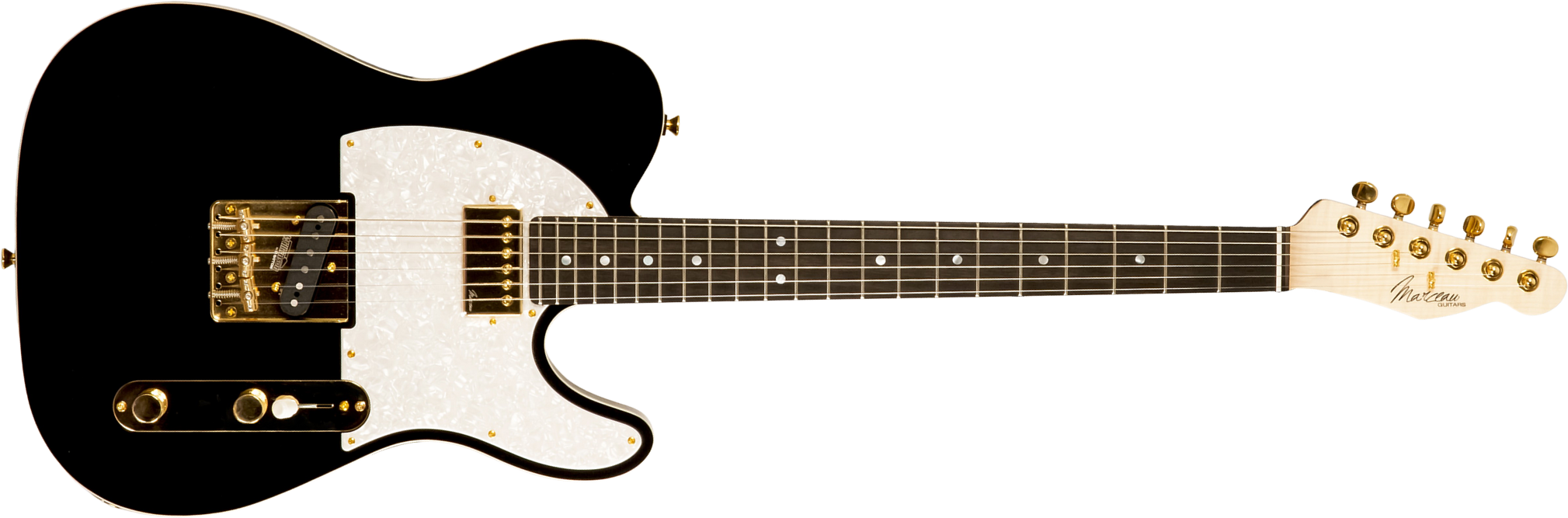 Marceau Guitars Elegante Custom Traditional Sh Ht Mn #t316024 - Black - Tel shape electric guitar - Main picture
