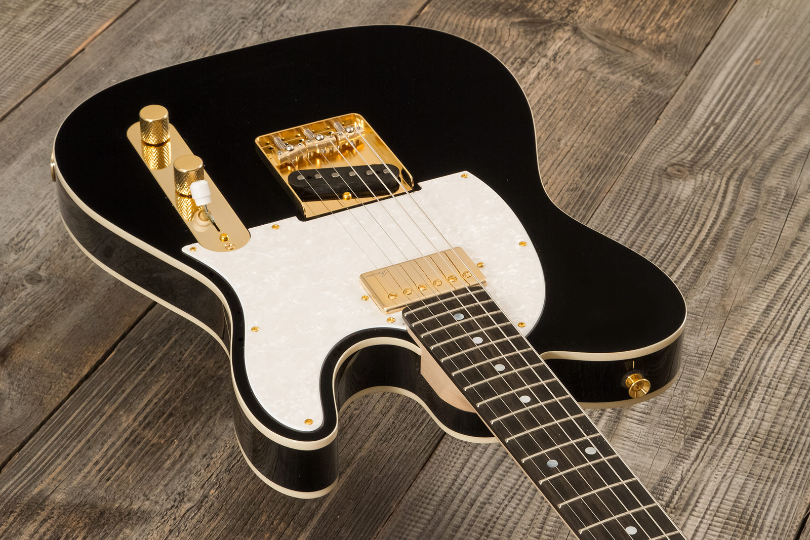 Marceau Guitars Elegante Custom Traditional Sh Ht Mn #t316024 - Black - Tel shape electric guitar - Variation 2
